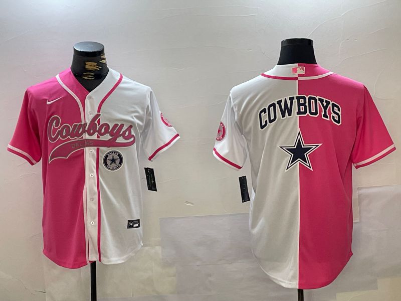 Men Dallas Cowboys Blank white pink Joint Name 2024 Nike Limited NFL Jersey style 11